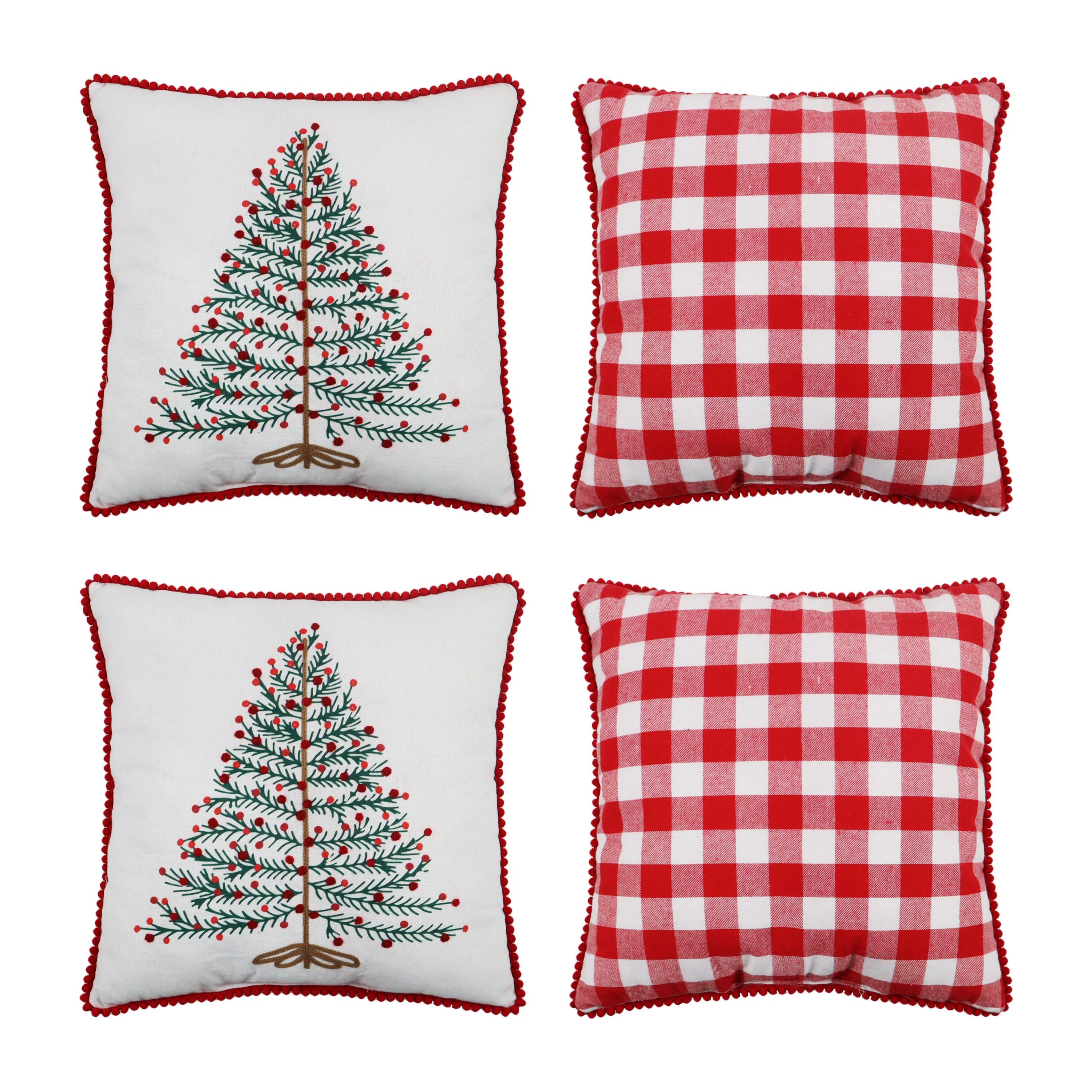 Holiday Time Tree Christmas Decorative Throw Pillows, 14inch Square Shape, 2 Count Per Pack - Wal... | Walmart (US)