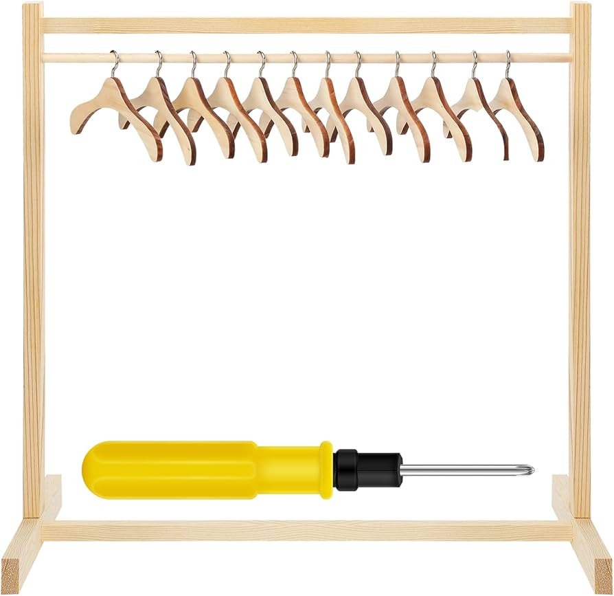 Estune Dog Garment Rack with 12 Wood Pet Clothes Hanger Wooden Dog Dress up Storage Small Closet ... | Amazon (US)