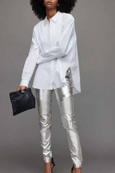 An amazing spring night outfit inspo! I love metallic and costed jeans/pants. Pair with a crisp white button down..maybe tie it at the waist, add a clutch, mules ..so chic and stunning 

#LTKSeasonal #LTKstyletip #LTKFind