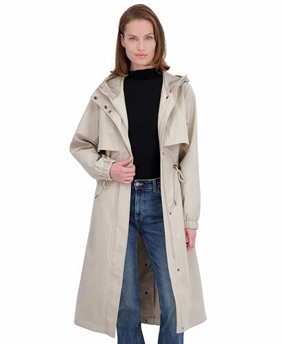 TAHARI Women's Softshell Trench Coat – Lightweight Rain Jacket with Detachable Hood, Windproof, Water-Resistant, Parch, Medium | Amazon (US)