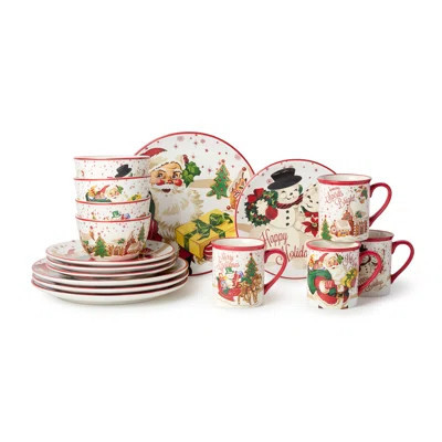 Santa’s Retro Christmas Dinnerware Set – Holiday Plates, Bowls & Mugs with Vintage Santa, Reindeer & Snowman Art, Festive Tableware for Christmas Part | Wayfair North America