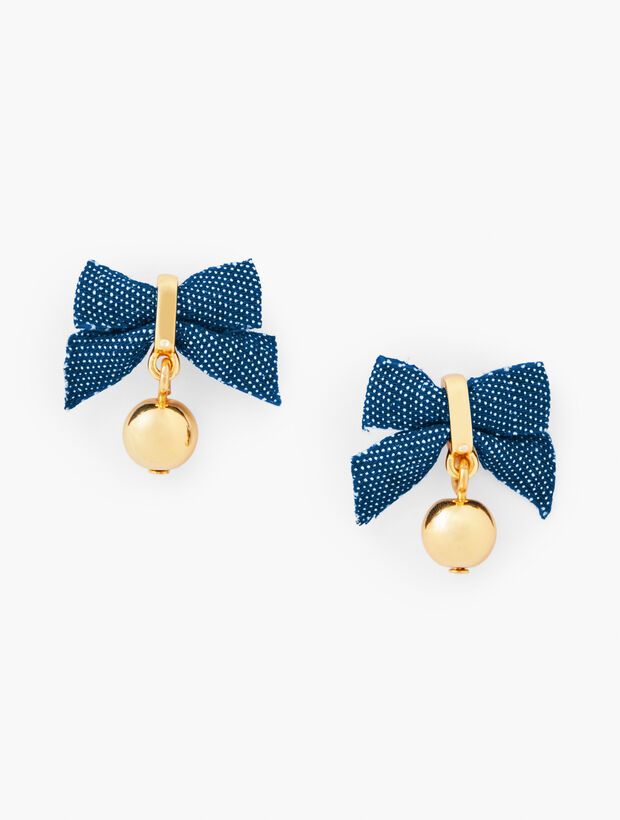 Chambray Bow Earrings | Talbots