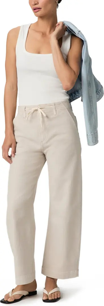 PAIGE Arellia Drawstring High Waist Ankle Barrel Leg Trouser Jeans | Nordstrom | Nordstrom