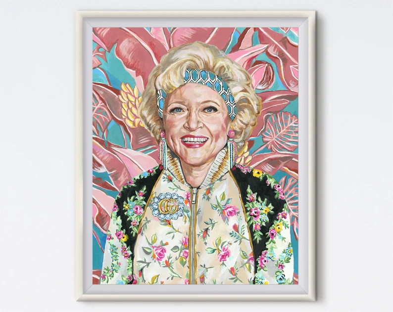 Rose Rose Nylund Acrylic Painting Betty White Art Print Golden Girls Tropical Golden Girls Rose 8... | Etsy (US)
