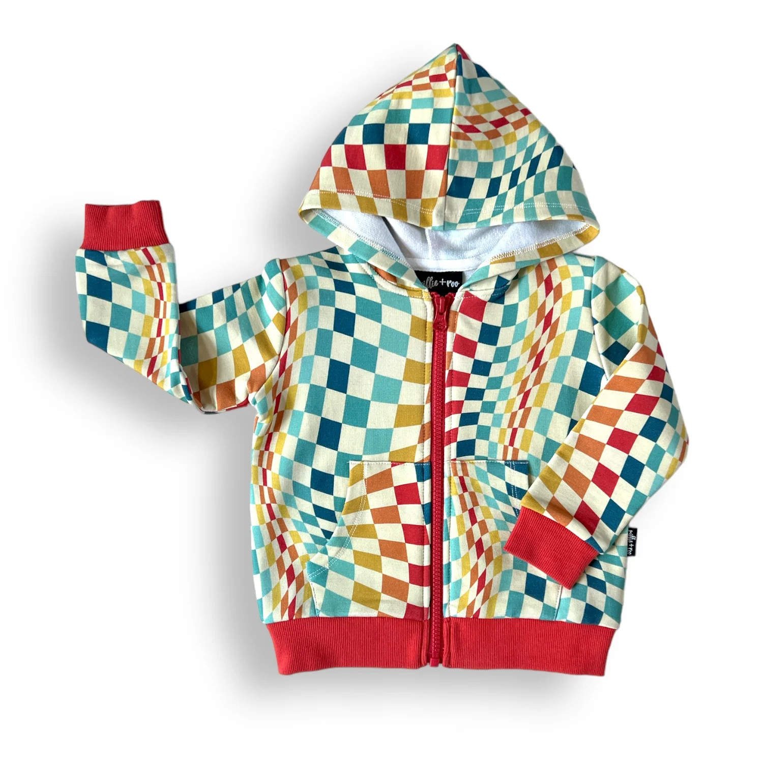 ZIP HOODIE- Groovy Check Bamboo French Terry | millie + roo