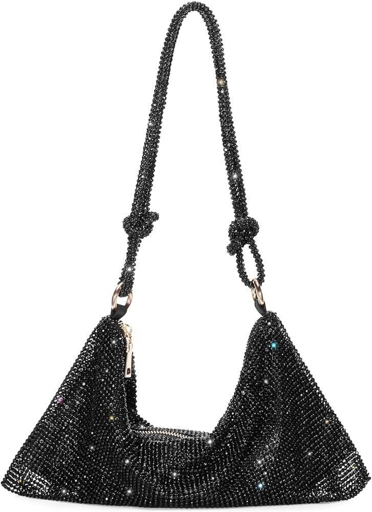 Rhinestone Purses for Women Chic Sparkly Evening Handbag Bling Hobo Bag Shiny Silver Clutch Purse... | Amazon (US)