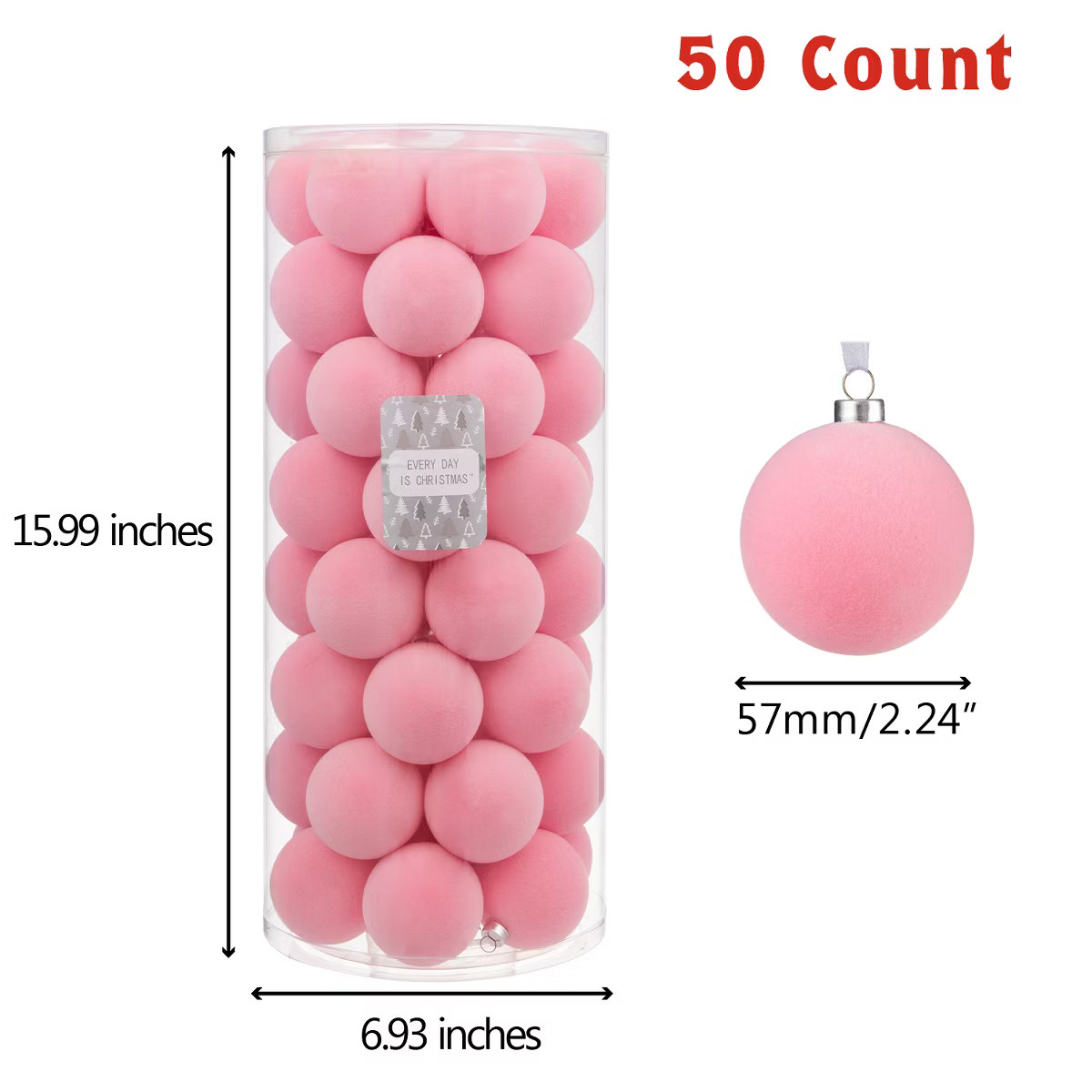 Every Day is Christmas Velvet 50ct 57cm/2.24" Christmas Ornaments, Shatterproof Christmas Tree Or... | Target