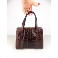 1960's Structured Top Handle Handbag Purse Brown | Etsy (US)