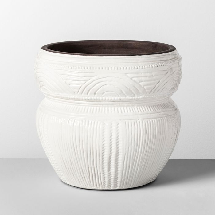 9.7" x 9" Etched Terra Cotta Planter White - Opalhouse™ | Target