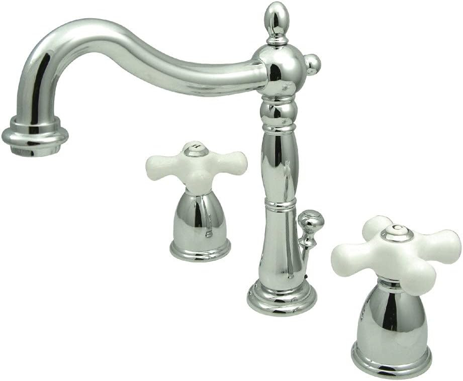 Kingston Brass KB1971PX Heritage Widespread Lavatory Faucet with Porcelain Cross Handle, Polished... | Amazon (US)