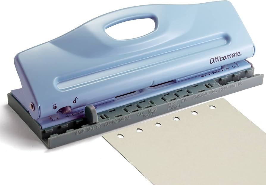 Officemate Adjustable 6-Hole Punch for Planners and Binders, 8 Sheet Capacity, Blue (90163) | Amazon (US)