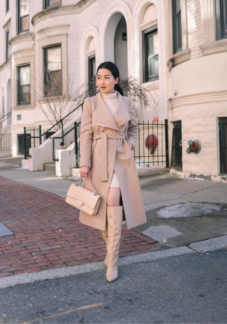 On sale - code TED30 for a rare 30% off on 11/12. Thanksgiving outfit or family photo outfit for holiday cards // wrap coat + sweater dress + boots

•Ted Baker coat size 0 - sleeves folded under. The Ted Baker Rose wrap coat is a truly classic style. I’ve had this style for years and still love it. It’d be a great luxury holiday gift!
•Express sweater dress (old; similar petite options linked)
•Nine West boots (prior year; similar boots linked)
•Chanel bag 

#petite

#LTKstyletip #LTKSeasonal