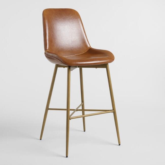 Tyler Bi Cast Leather Molded Barstool | World Market