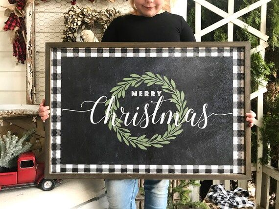 GORGEOUS Buffalo Plaid Merry Christmas Wreath Rustic | Etsy | Etsy (US)