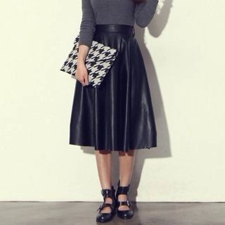 Faux Leather Pleated Skirt | YesStyle (US)