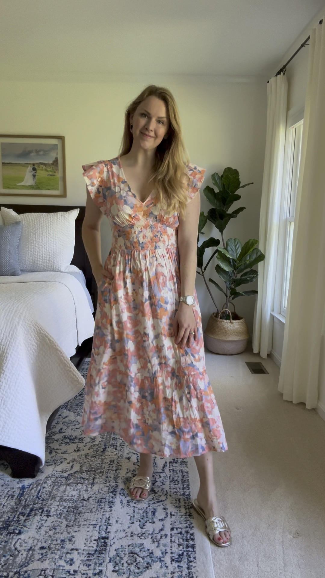 Colorful floral midi dress - love the watercolor pastel print! Fits true to size and is on sale for under $40!



#LTKsalealert #LTKSeasonal #LTKfindsunder50