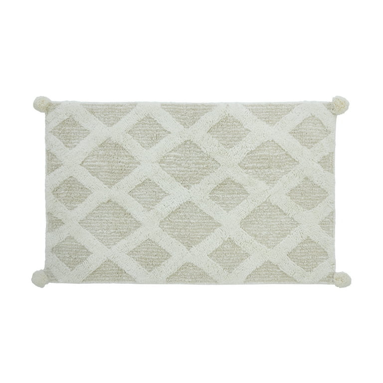 My Texas House 3-Piece Cotton Geo Textured Tufted Bath Accessory Set, Cream - Walmart.com | Walmart (US)