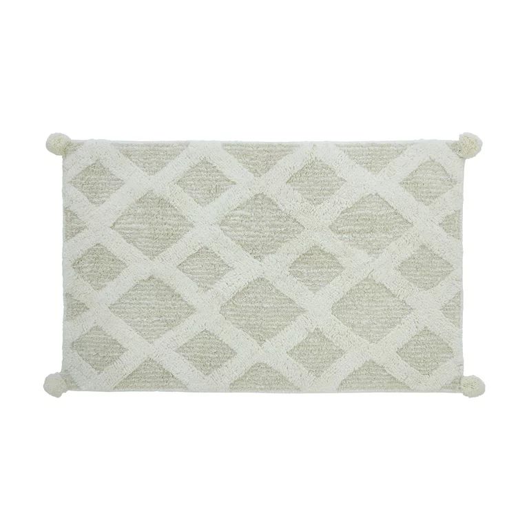 My Texas House 3-Piece Cotton Geo Textured Tufted Bath Accessory Set, Cream - Walmart.com | Walmart (US)
