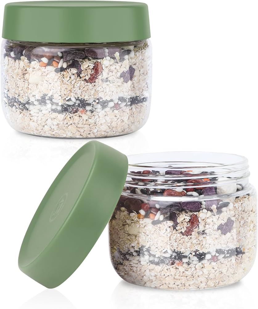 Borosilicate Small Glass Jars with Lids, 300ml Set of 2, Microwave Safe Glass Breakfast Jars, Wid... | Amazon (UK)
