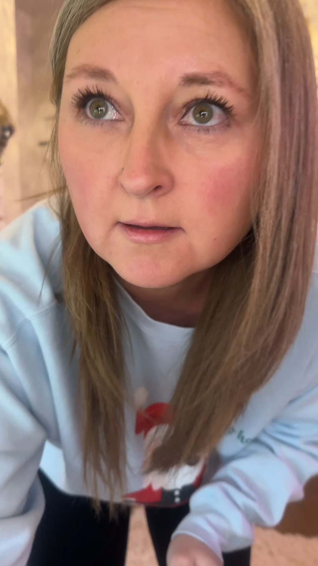 Cozy comfy holiday sweatshirt, comfiest leggings, beautiful candy apple red lip oil and the comfiest shoes. ALSO wearing Vanilla Baby by Truly my new fav perfume 

#LTKMidsize #LTKStyleTip #LTKFindsUnder50