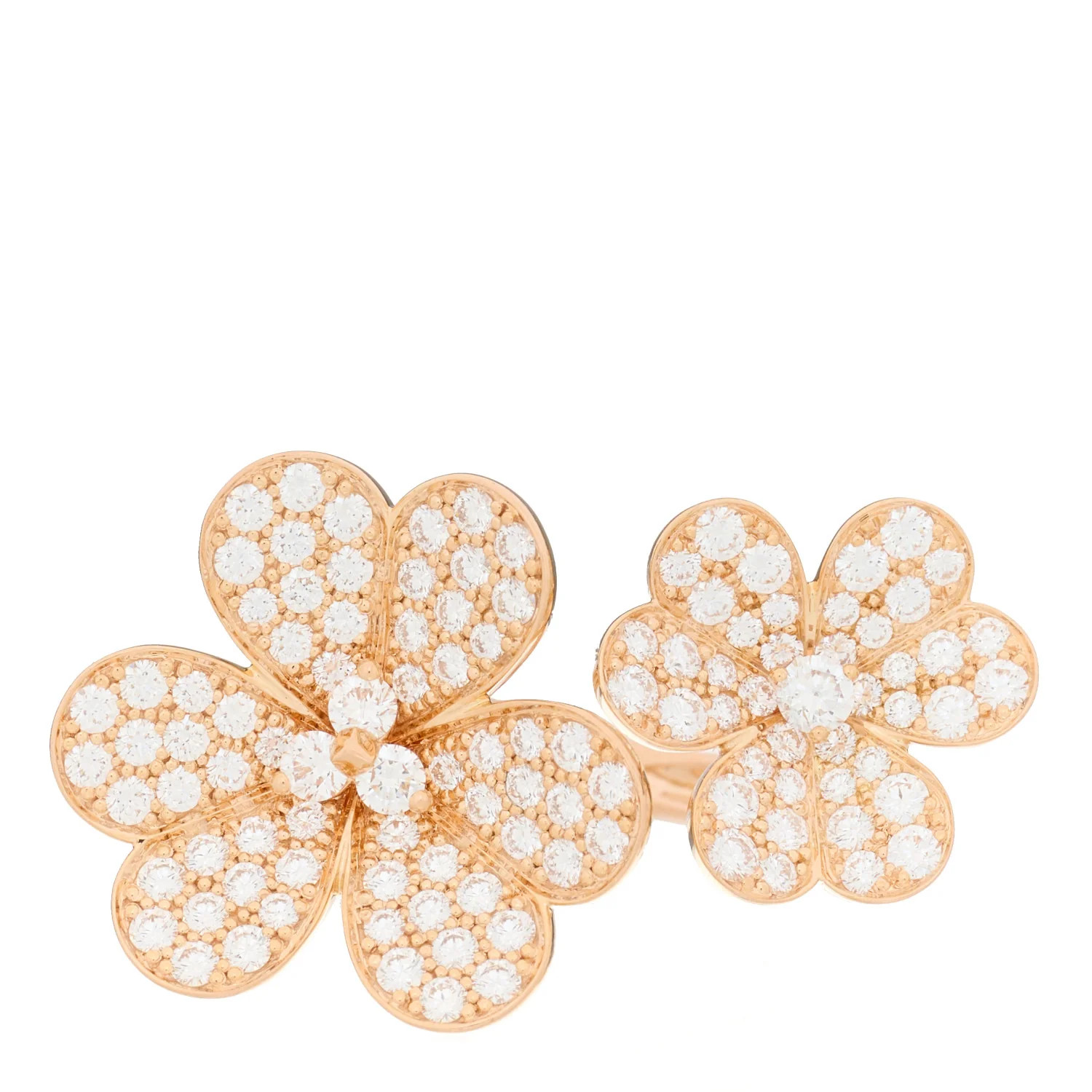 18K Rose Gold Diamond Frivole Between The Finger Pave Ring 50 5.5 | FASHIONPHILE (US)