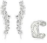 The Ear Pin Sterling Silver Hawaii Plumeria with Leaf Motif Cuff Earrings | Amazon (US)