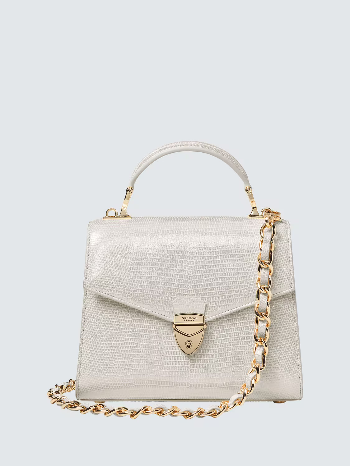 Aspinal of London Mayfair Leather Midi Top Handle Bag, White | John Lewis (UK)