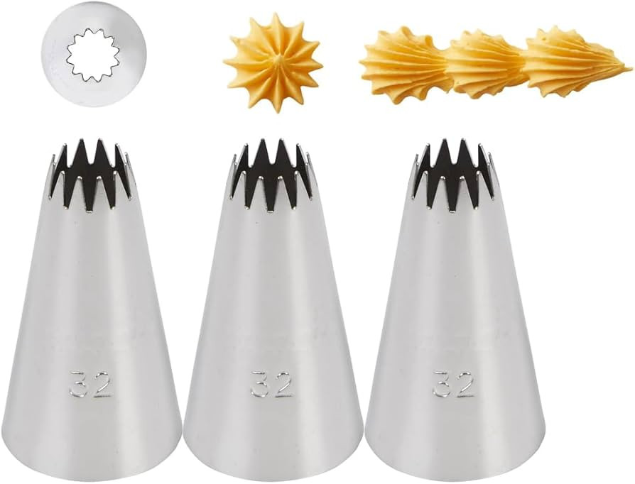#32 Star Tip for Piping,Icing Piping Tip for Cake and Cupcake Decorating,3 Pcs | Amazon (US)