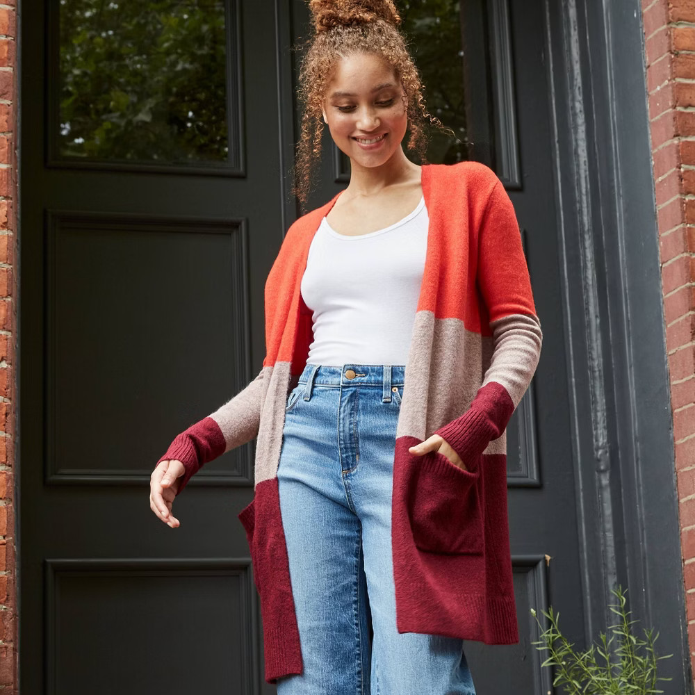 Women' Color Block Open-Front Cozy Cardigan - A New Day™ | Target