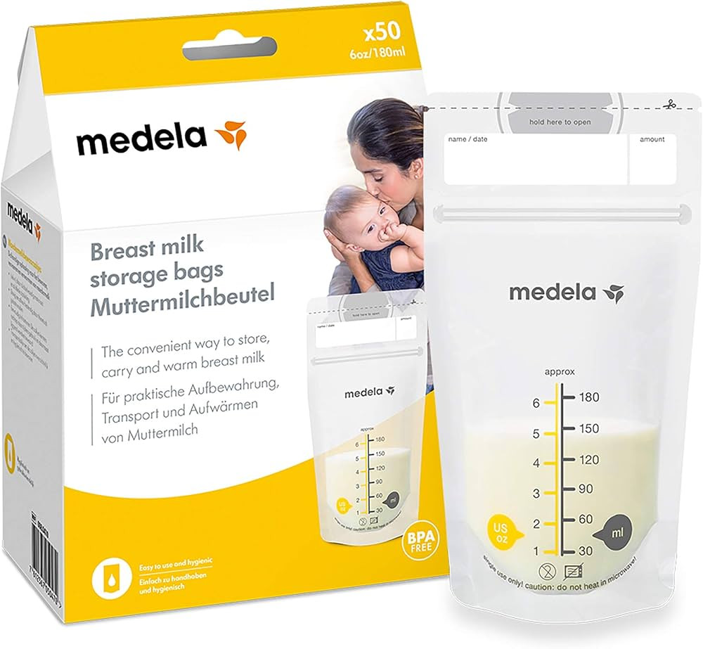 Medela Set of 180 ml Breast Milk Storage Bags - Pack of 50 BPA-free breast milk collection pouche... | Amazon (UK)