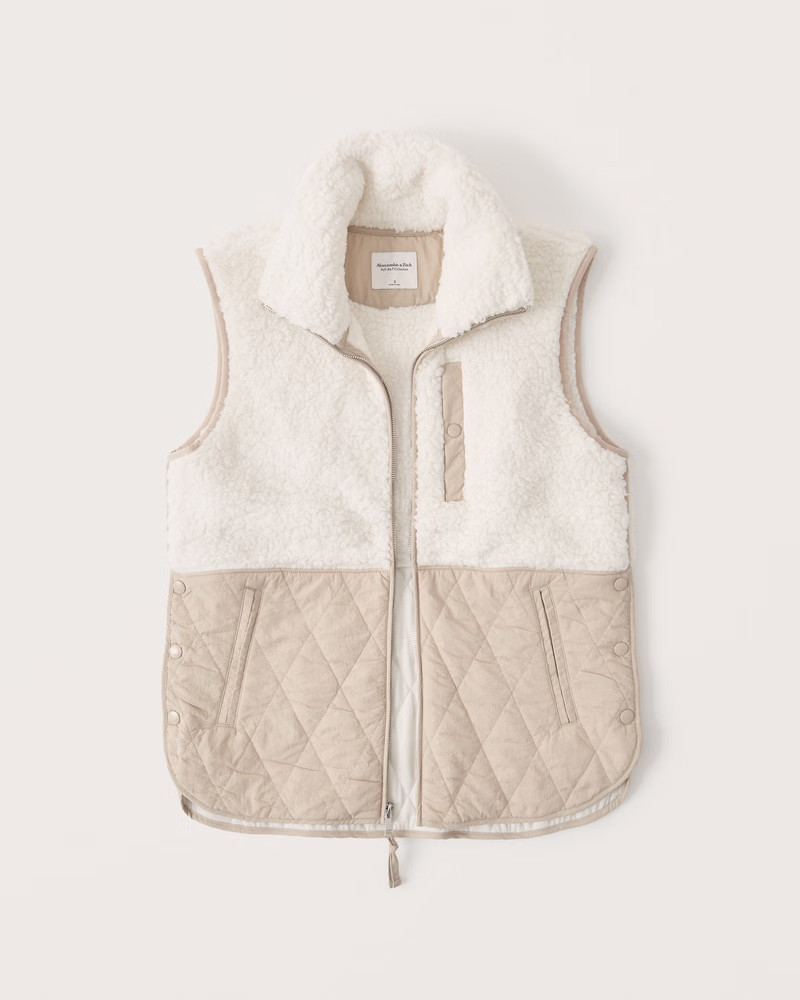 Women's Sherpa Snap Vest | Women's Clearance | Abercrombie.com | Abercrombie & Fitch (US)