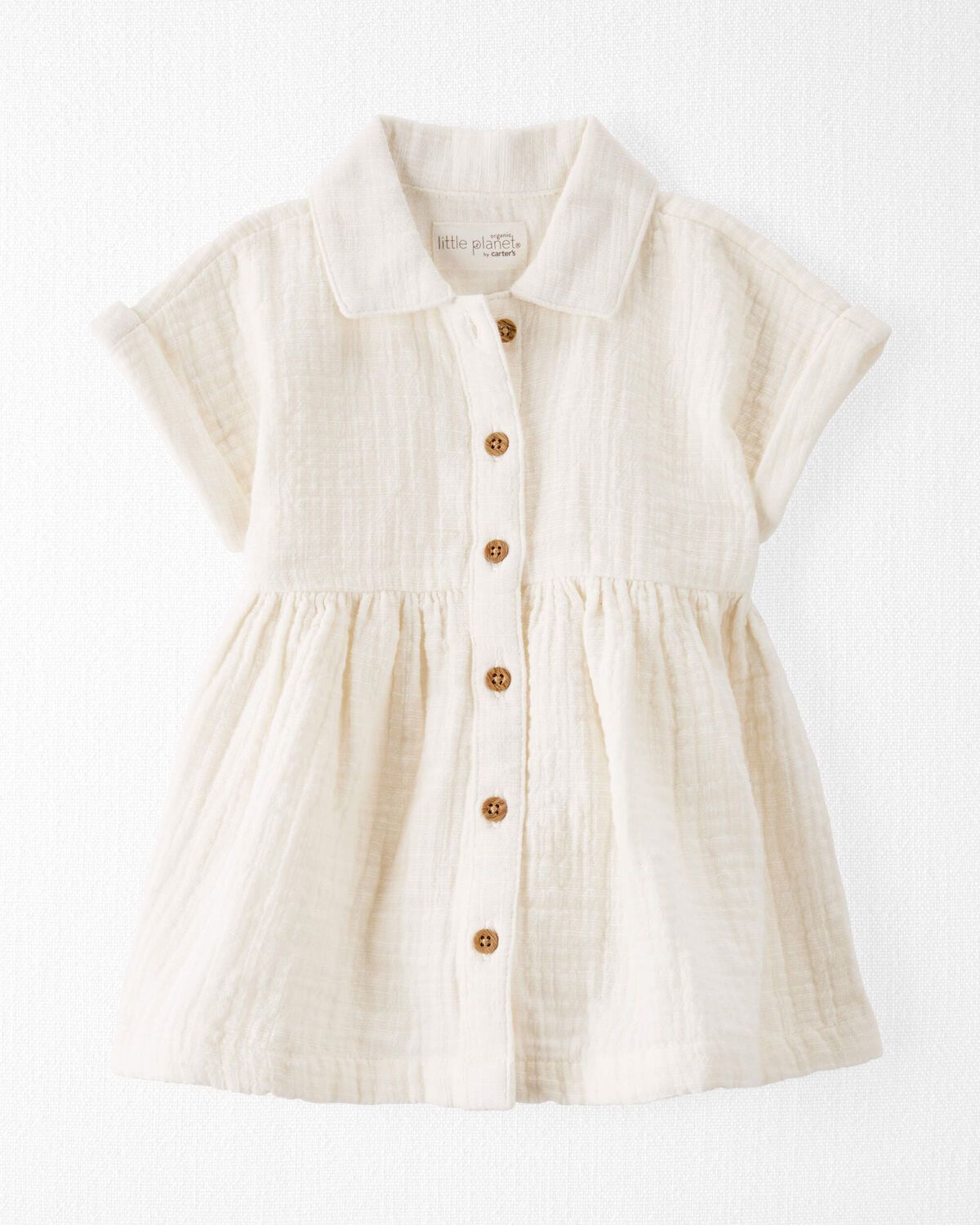 Baby Organic Cotton Button-Front Dress in Cream | Carter's