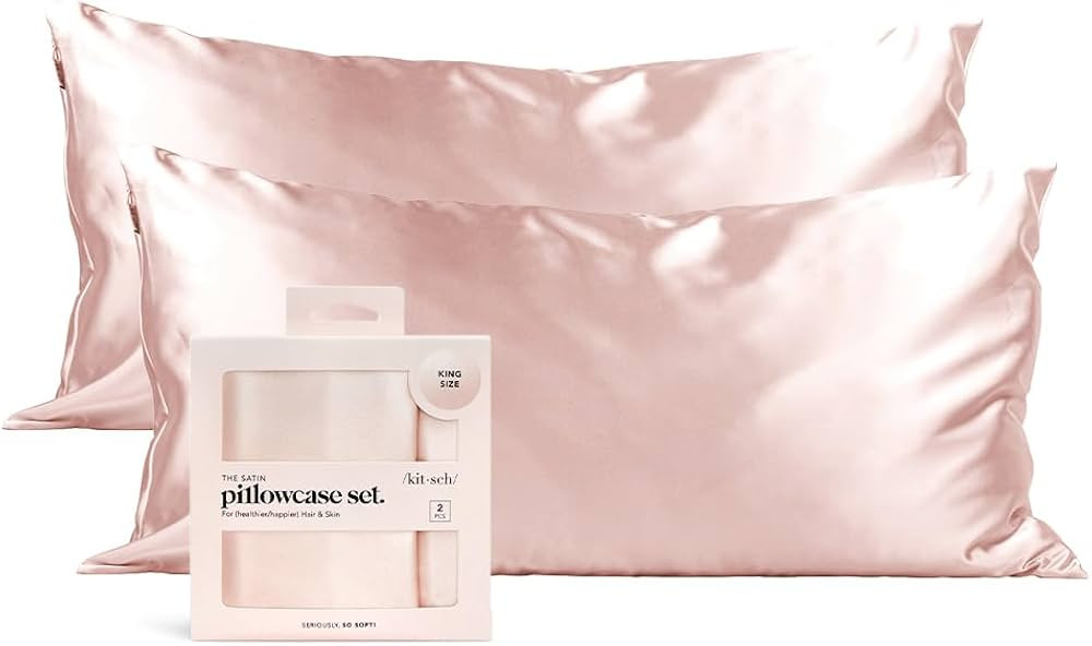 Kitsch Satin Pillowcase, Softer Than Silk Pillow Cases, Cooling Pillow Covers, King Size Pillow C... | Amazon (US)