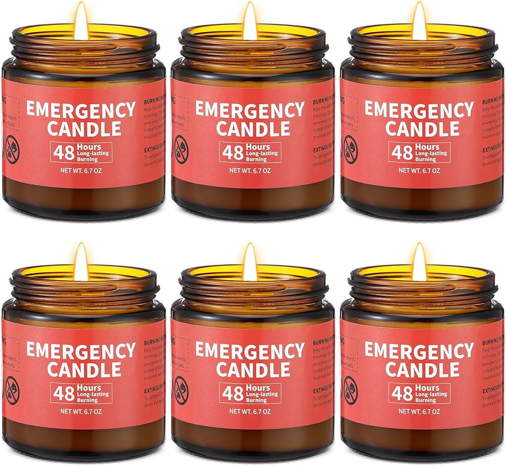 Chuarry 6 Pack Emergency Candles for Power Outage 48 Hours Long Burning Survival Candles Soy Wax ... | Amazon (US)
