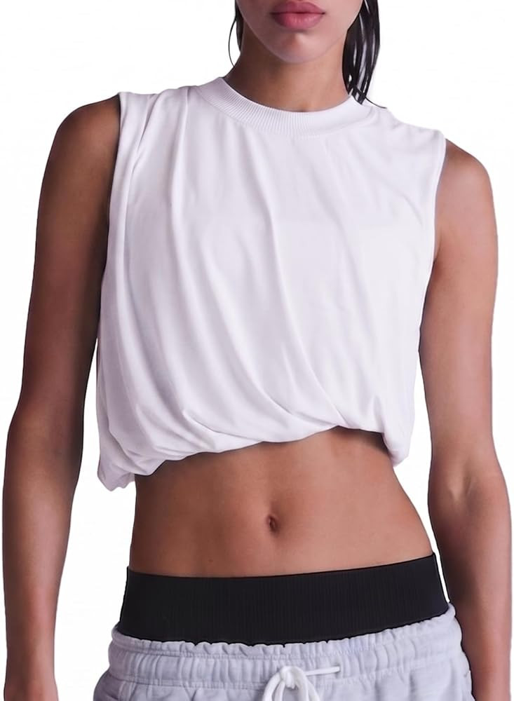 Womens Workout Tank Tops Running Tank Tops Summer Loose Twist Tank Tops Athletic Gym Crop Sleeveless Shirts | Amazon (US)