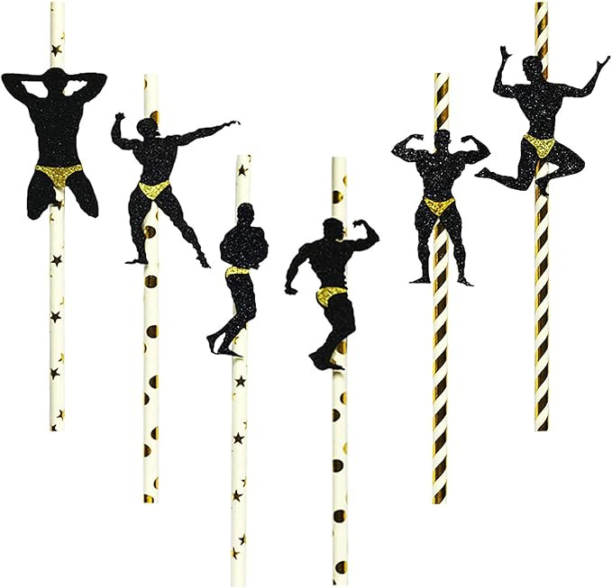 Bachelorette Party Straws，30PCS Dancer Golden Straw Naughty Funny Drinking Straws for Girls Par... | Amazon (US)