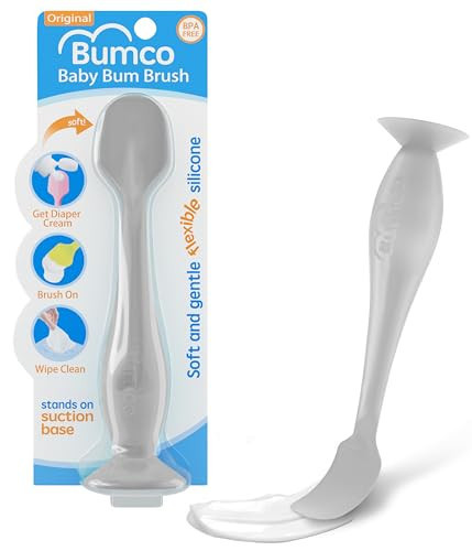 Bumco Baby Bum Brush - BPA-Free Diaper Cream Spatula with Suction Cup Base, Soft & Flexible Silicone, Wipe-Clean, Mom-Invented Diaper Bag Essentials (Gray) | Amazon (US)