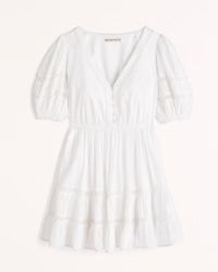 Puff Sleeve Button-Through Mini Dress | Abercrombie & Fitch (US)