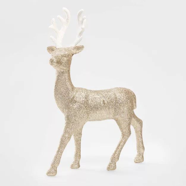 12" Glitter Deer Decorative Figurine Gold - Wondershop™ | Target