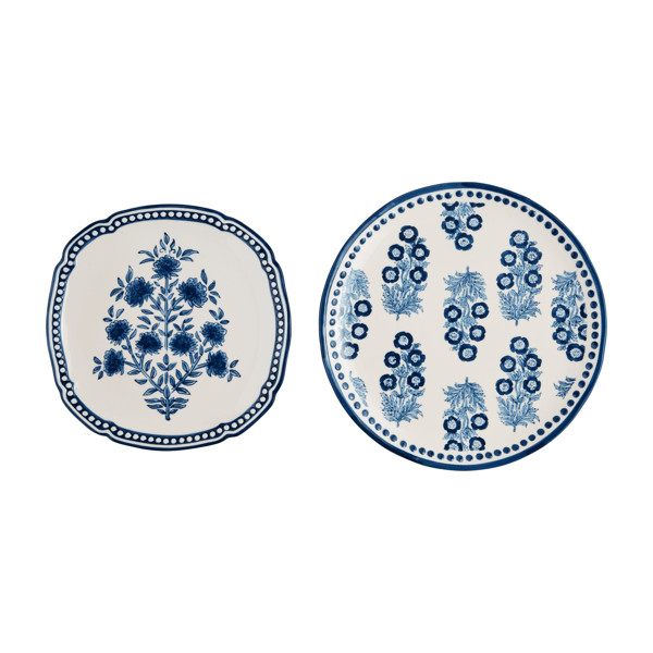 Blue Block Print Nested Platters | Mud Pie