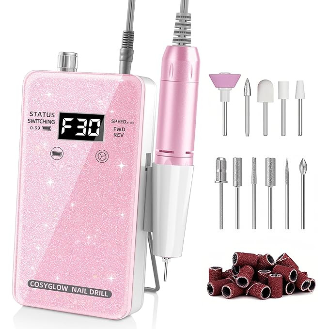 Professional Electric Nail Drill File:COSYGLOW Glitter Portable Cordless E-File Nail Drill Kit wi... | Amazon (US)