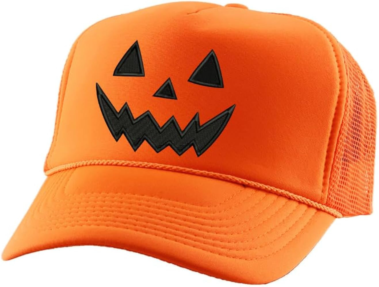 Pumpkin Trucker Hat Halloween Cap Smile Horror Hats Embroidered Mesh Cap | Amazon (US)