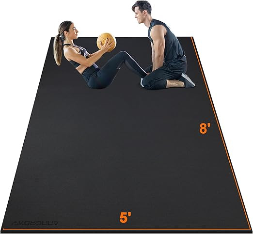Large Exercise Mat 8'x5'x7mm Workout Mat for Home Gym Mats Exercise Gym Flooring Rubber Fitness M... | Amazon (US)