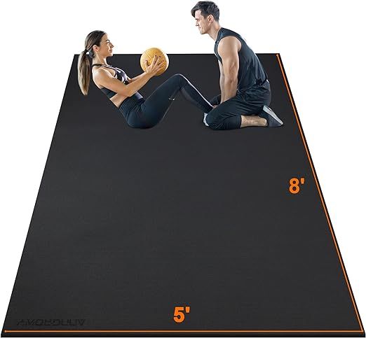 Large Exercise Mat 8'x5'x7mm Workout Mat for Home Gym Mats Exercise Gym Flooring Rubber Fitness M... | Amazon (US)