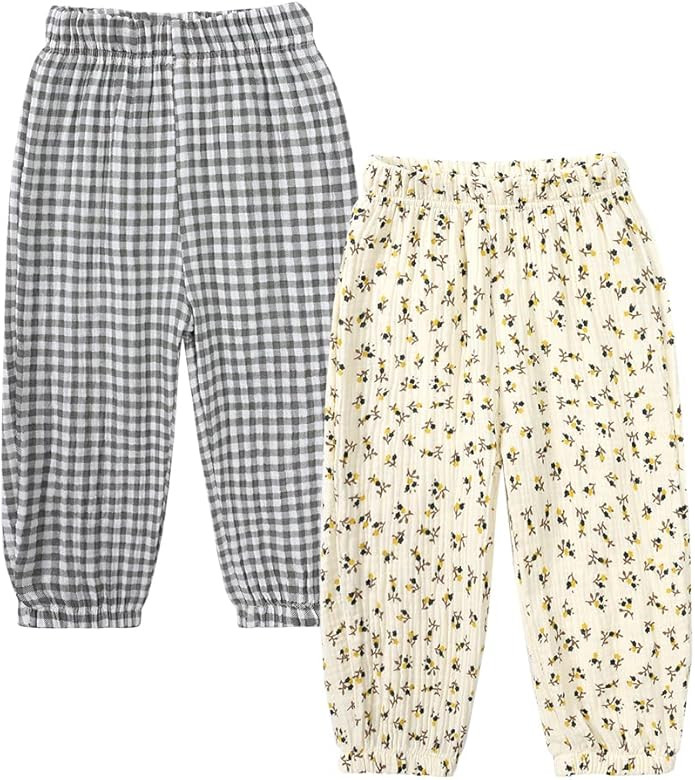 MYGBCPJS Baby Boys Girls Cotton Linen Trousers Kids Casual Ankle Pants Loose Long Bloomers | Amazon (US)