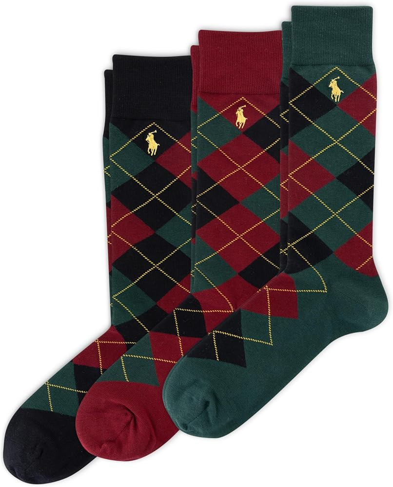 POLO RALPH LAUREN Men's Argyle Pattern Dress Crew Socks (3-Pack) | Amazon (US)