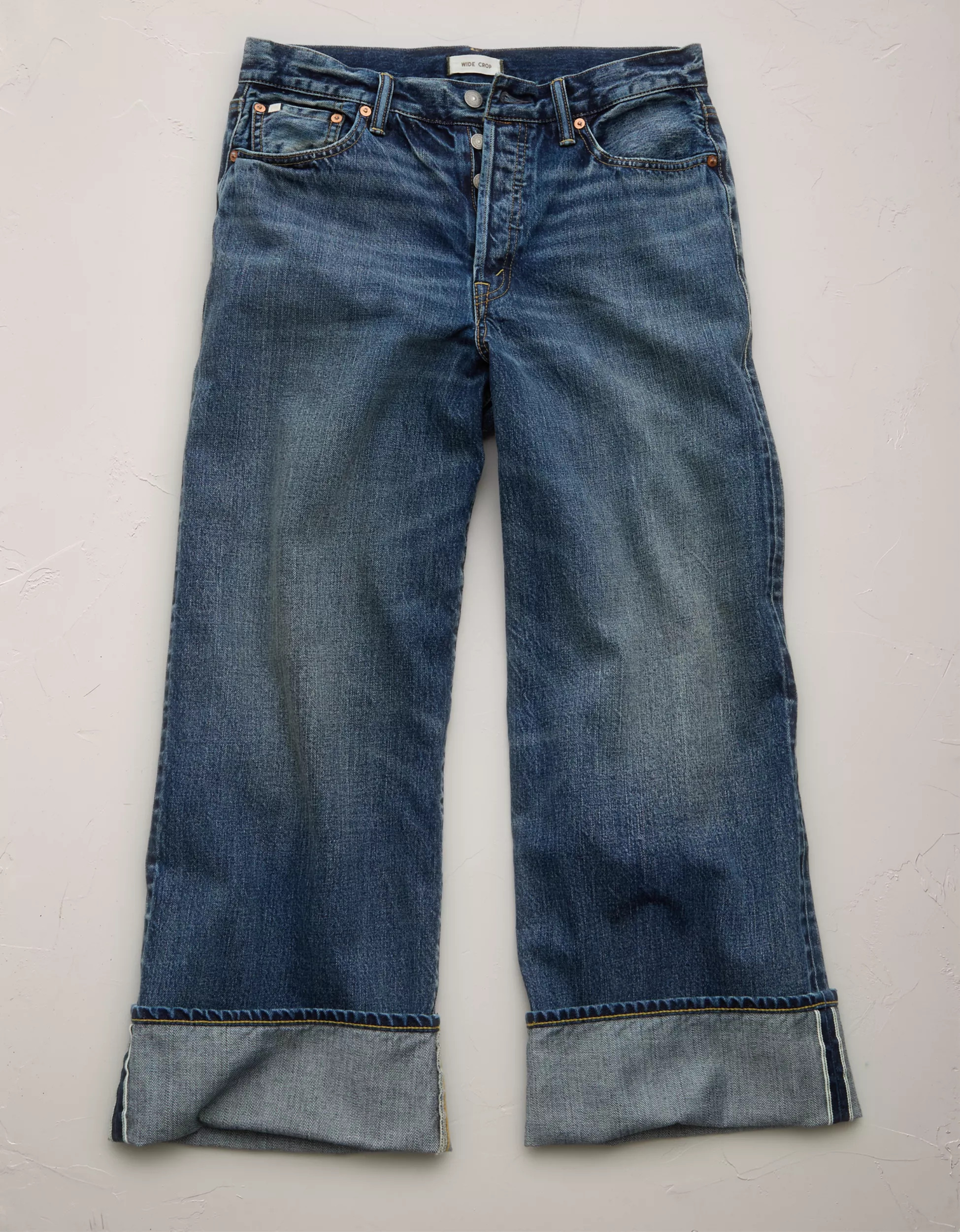 AE77 Premium Wide Crop Cuff Jean | American Eagle Outfitters (US & CA)
