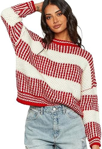 ZAFUL Women's Halloween Knit Sweater Crew Neck Pumpkin Print Pullover Long Sleeve Casual Loose Ju... | Amazon (US)