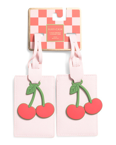 2pk Cherry Luggage Tags With Charms | TJ Maxx