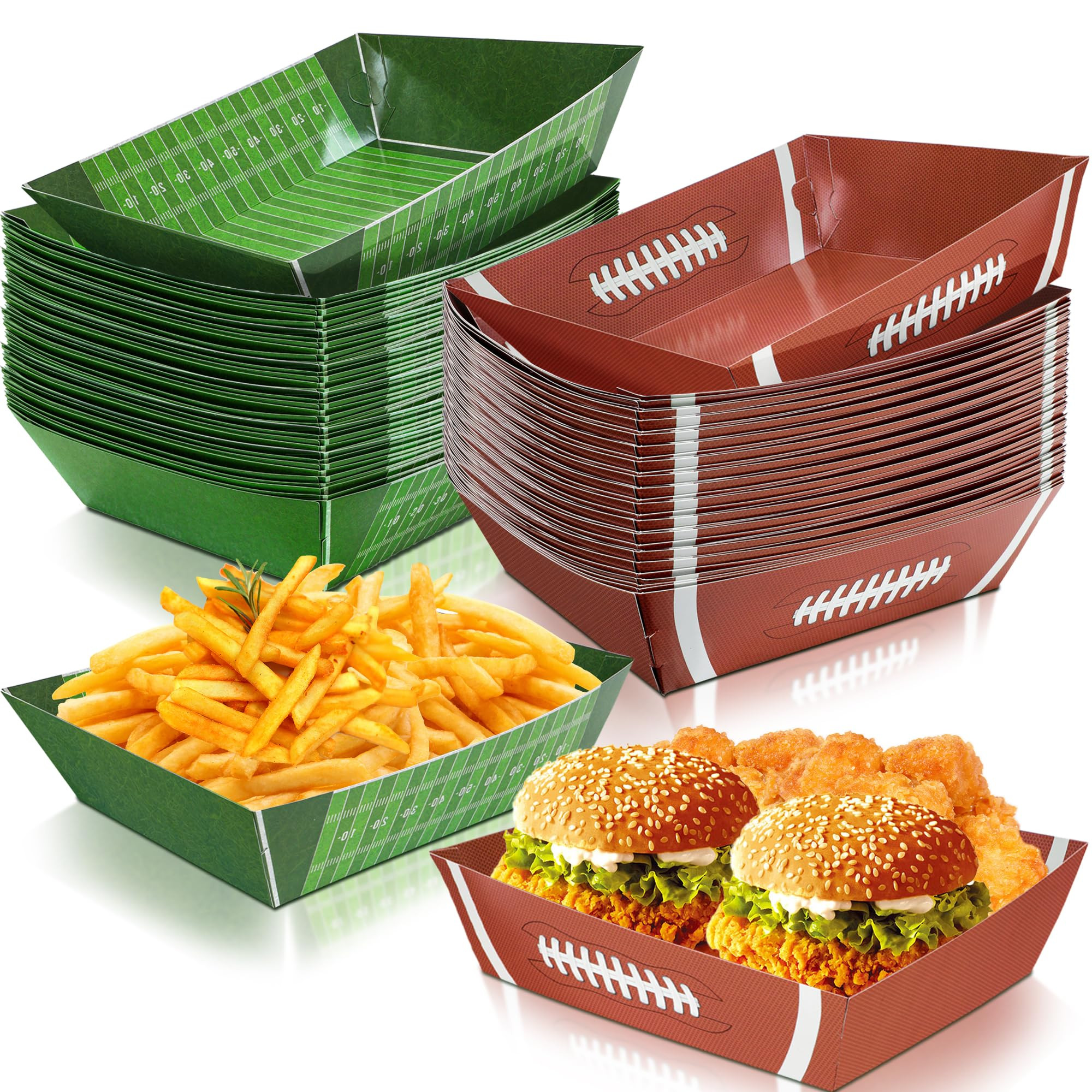 Sawowkuya 36Pcs Football Party Supplies Food Boats Paper Disposable Serving Trays Bowls for Birth... | Amazon (US)